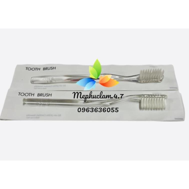 (100) Bàn chải cán trong kèm kem tuýp đóng túi trắng sữa cho khách sạn, homestay, resort, nhag nghỉ(nhận in logo)