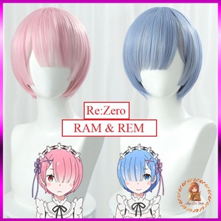[Có sẵn - Order] Wig/tóc giả Rem Ram cosplay Re:zero màu xanh dương nhạt hồng