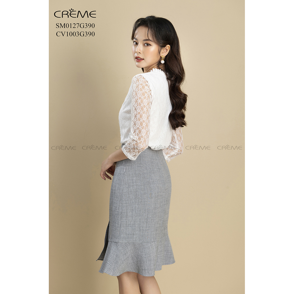 [Mã FASHIONMALLT4 giảm 15% đơn 150k] Áo sơ mi ren style Hàn Quốc SM0127 CREME | BigBuy360 - bigbuy360.vn