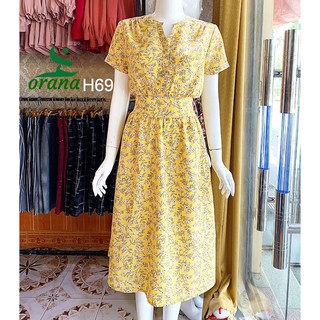 Váy hoa màu vàng thiết kế thanh lịch sang trọng