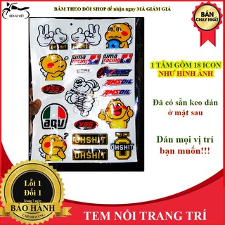 [ẢNH THẬT] 1 TẤM TEM NỔI, TEM DÁN, DECAL DÁN TRANG TRÍ GỒM 18 ICON CỰC NGẦU - TRANG TRÍ CHO XE MÁY HOẶC BẤT CỨ NƠI ĐÂU