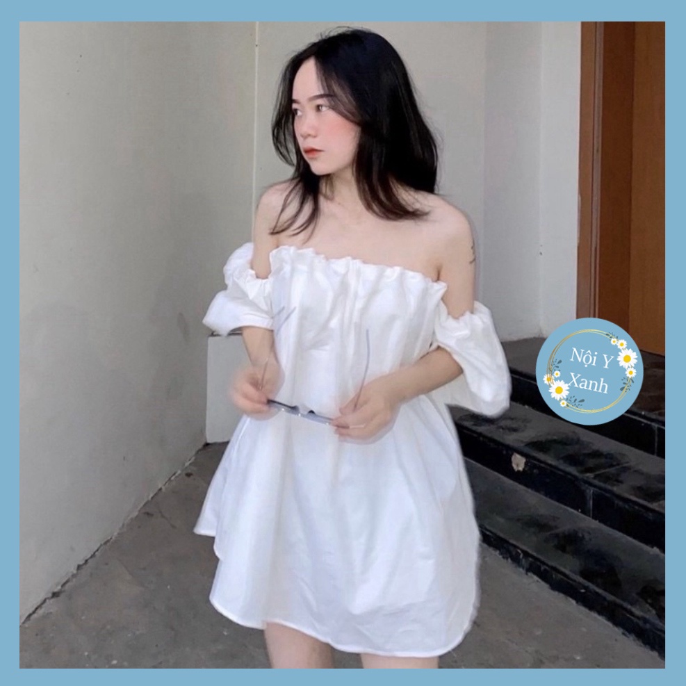 Áo trễ vai tay phồng - áo trễ vai bánh bèo dễ thương_068 nội y xanh chất đẹp giá tốt