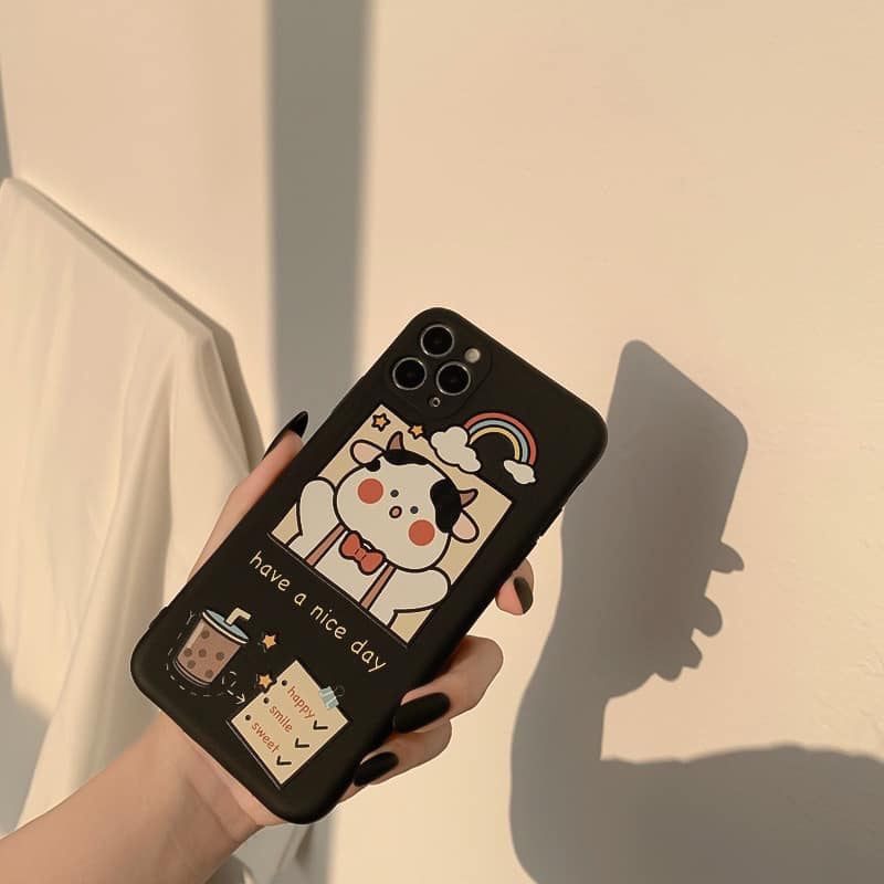 Ốp Lưng Điện Thoại Nhựa Mềm Bò Đeo Nơ - CAS2170