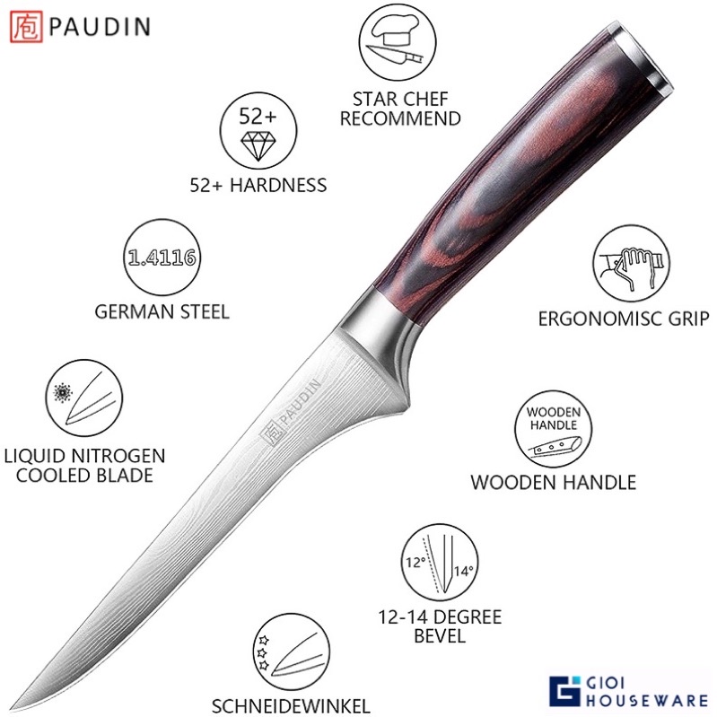 PAUDIN N10 Dao Lọc Xương, Da Làm Fillet - Thép Đức Siêu Bền - GiOi Houseware Free ship