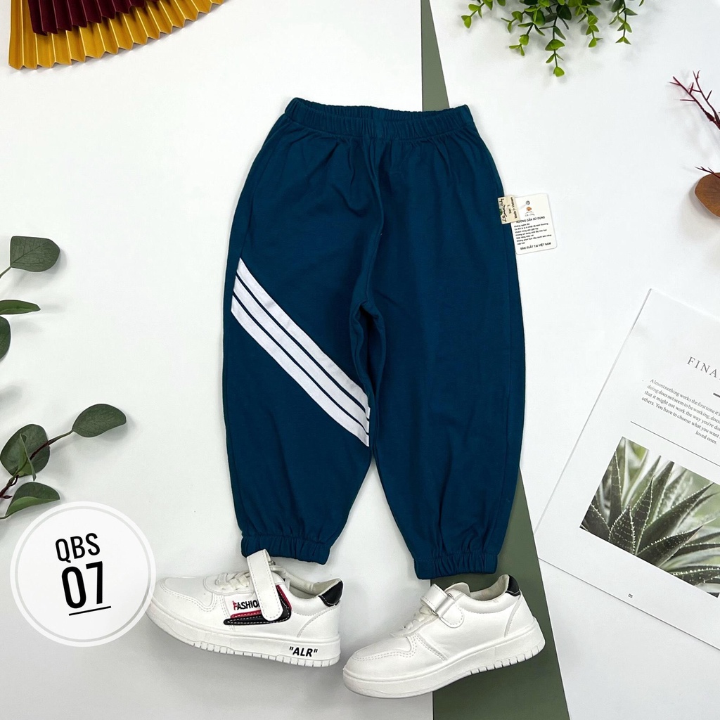 Quần dài bé trai cotton sọc ngang bo gấu size 1/10T