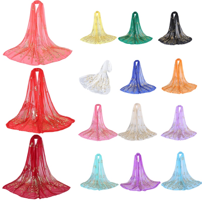 Khăn Choàng Cổ Dài Mềm Mại Thêu Họa Tiết Hoa Và Chim Công Nhiều Màu Sắc Cho Nữ