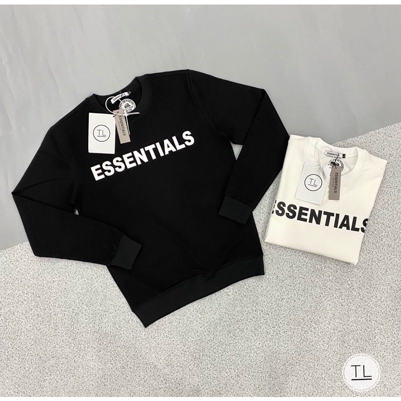 [Mã 12FASHIONSALE1 giảm 10K đơn 50K] Áo Nỉ lv chữ thêu ngực - Áo nỉ dài tay ESSENTIALS hoạ tiết in chữ nổi | BigBuy360 - bigbuy360.vn