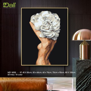 Tranh treo tường tự tô màu số hóa DALI Cô gái hoa hiện đại N055