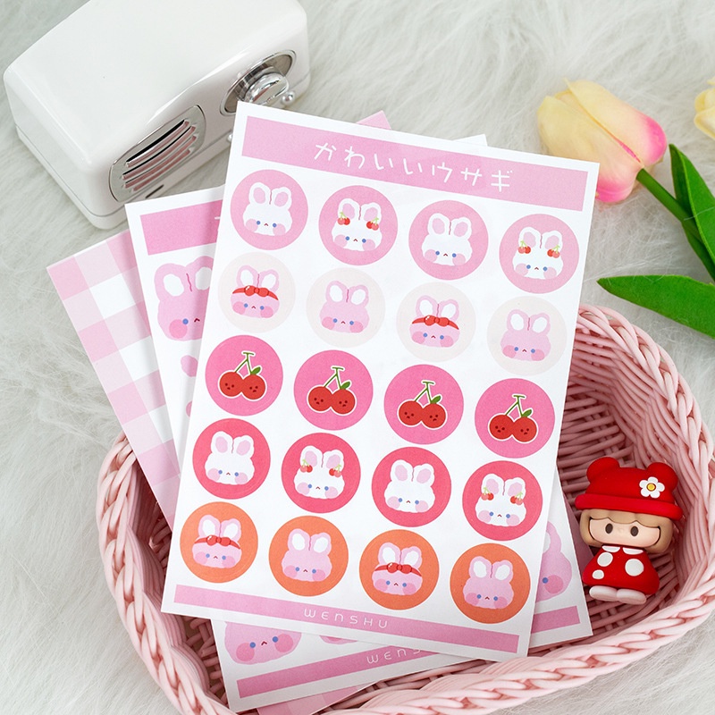 Sticker cute dễ thương, hình dán 2 miếng sticker trang trí sổ vở, điện thoại, vali giá rẻ