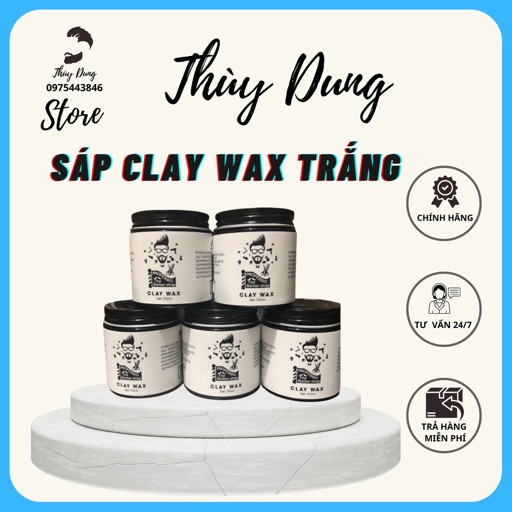 Sáp vuốt tóc CLAY WAX TRẮNG Profession 100gr tạo kiểu giữ nếp cho tóc. HÀNG CHÍNH HÃNG