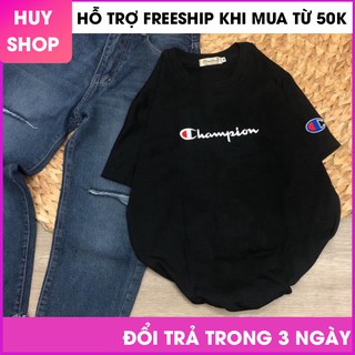[VIDEO SP+ẢNH THẬT]ÁO THUN CỔ TRÒN TAY LỠ DÁNG DÀI RỘNG UNISEX NAM NỮ LÀM ÁO ĐÔI ÁO NHÓM thêu CHỮ CHAMPION FREESIZE<70KG