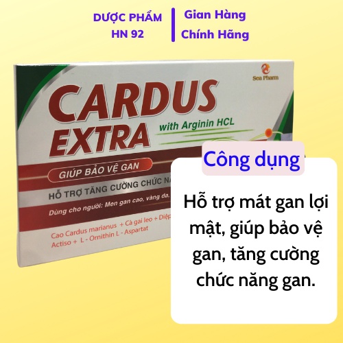 Viên uống hỗ trợ tăng cường chức năng gan CARDUS EXTRA dùng cho ngươi men gan cao vàng da mẩn ngứa Duocphamhn92