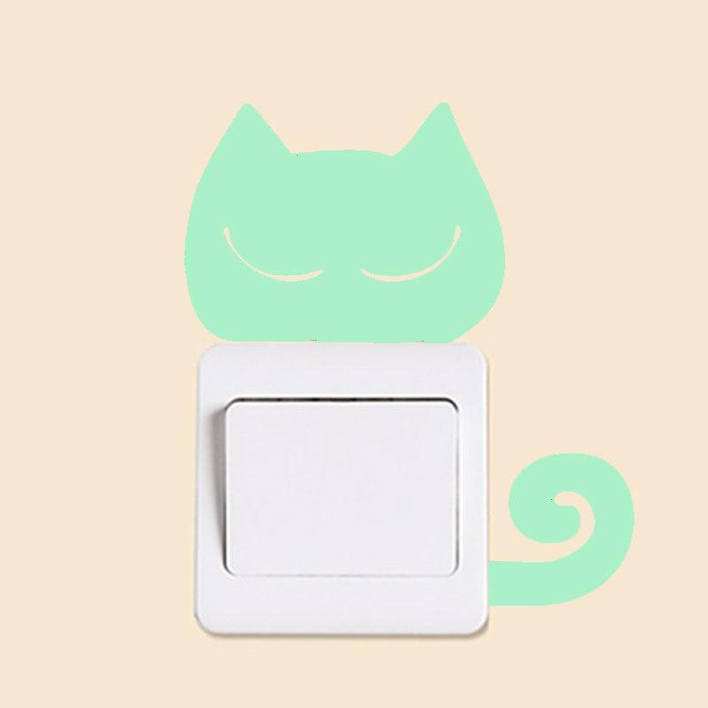 CHOOKEY Sticker Dán Công Tắc Đèn Họa Tiết Mèo Hoạt Hình Nghệ Thuật Dành Cho Phòng Trẻ Em