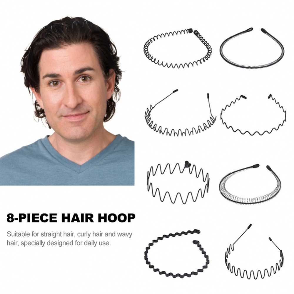 Set 8 Băng Đô Cài Tóc Thể Thao Bằng Kim Loại Chống Trượt Thời Trang Cho Nam