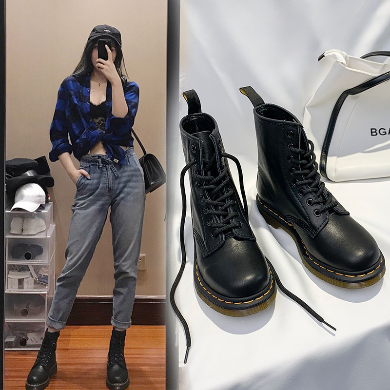 Giày bốt nữ cổ cao MARTIN đế bằng thời trang | BigBuy360 - bigbuy360.vn