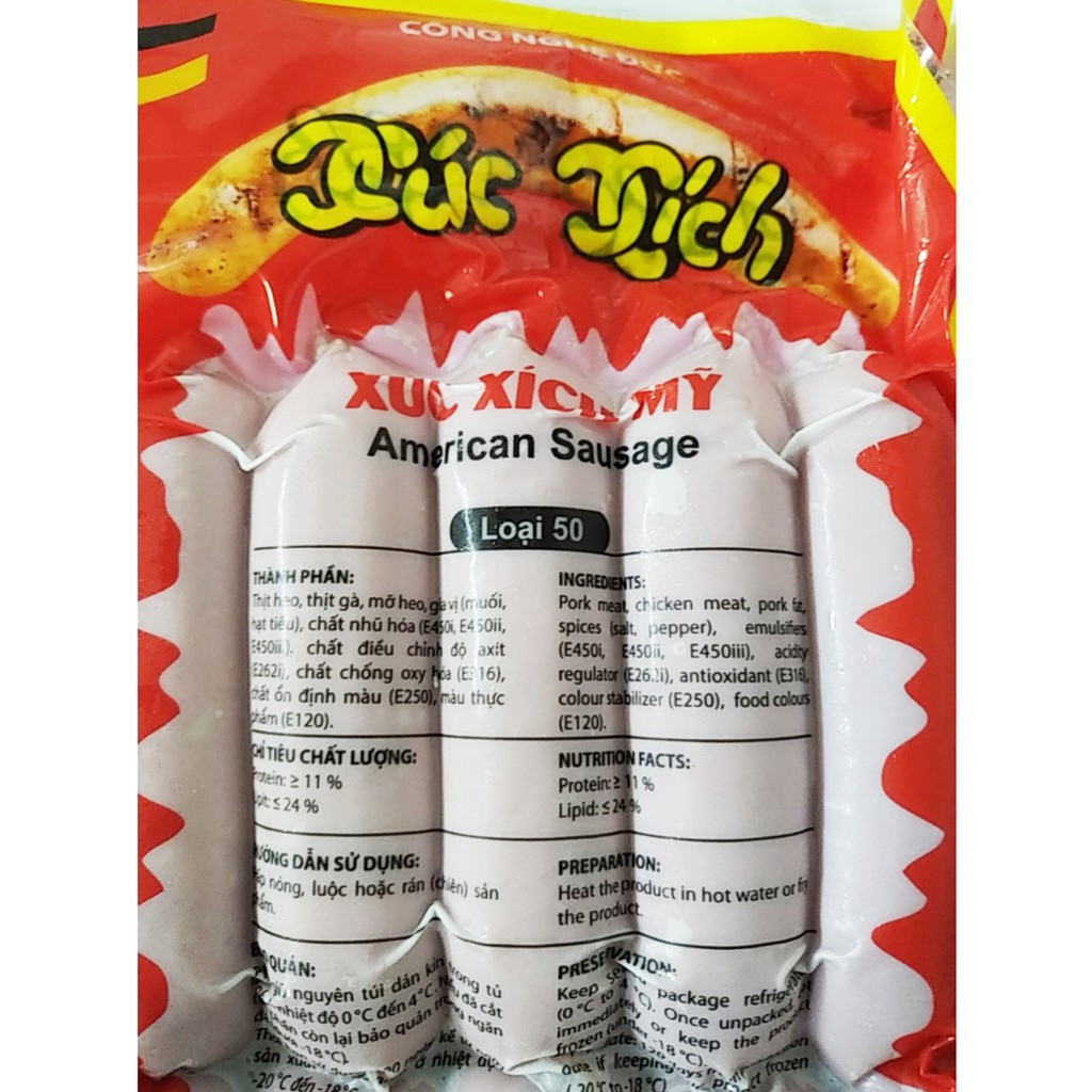 Xúc Xích Mỹ - Đức Việt, Gói 10 Cây / 500g. Date mới nhất.