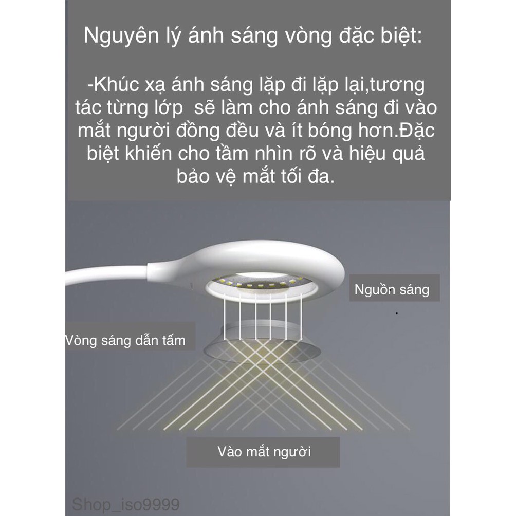 Đèn học bảo vệ mắt chống cận đa năng, Đèn tích điện chế độ LED 3 ánh sáng tùy chỉnh