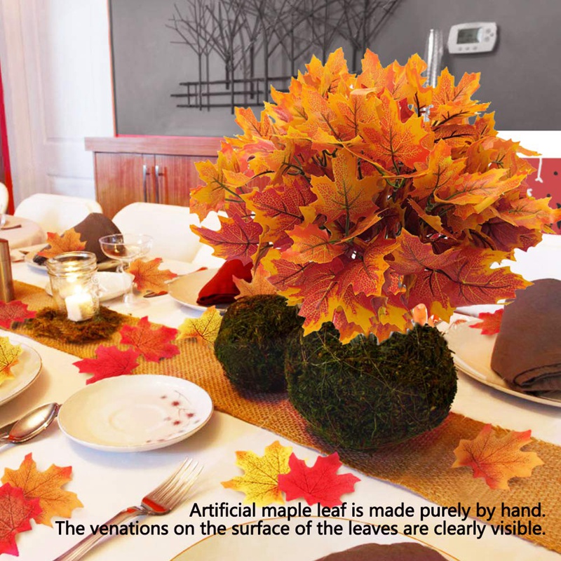 Bộ 5 Cành Lá Phong Nhân Tạo Chống Tia UV Trang Trí Nhà Cửa / Sân Vườn