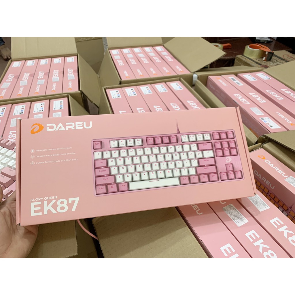 Bàn phím cơ Dareu EK87 - Pink/Black - Mã cũ DK87 - Thay được keycap - Chính Hãng - Bảo hành 24 tháng - Lỗi 1 đổi 1