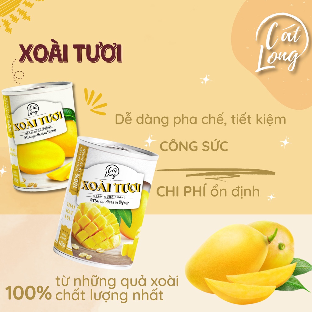 Xoài Tươi Nước Đường Cát Long Hộp 425gr