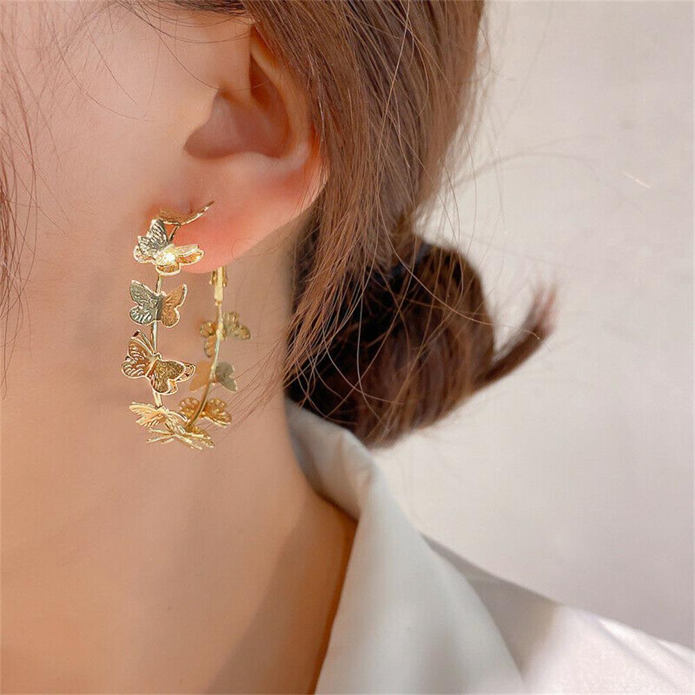 Bông Tai Mạ Vàng 18k Hình Bướm Đơn Giản Cho Nữ