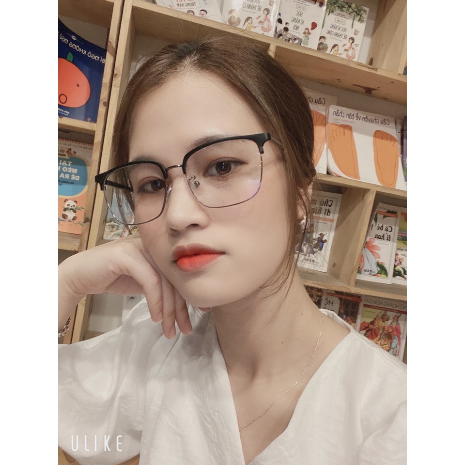 Gọng kính cận nam nữ thời trang Eye Plus dáng vuông nửa viền N280-10208