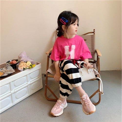 Áo Thun Cotton Tay Ngắn Cổ Tròn Thoải Mái Phong Cách Hàn Quốc Cho Bé Gái