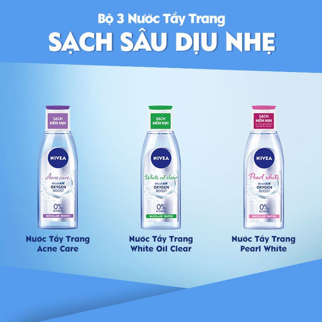 Nước tẩy trang NIVEA kiểm soát nhờn White Oil Clear Micellar Water (200ml) - 86609*12chai/thùng