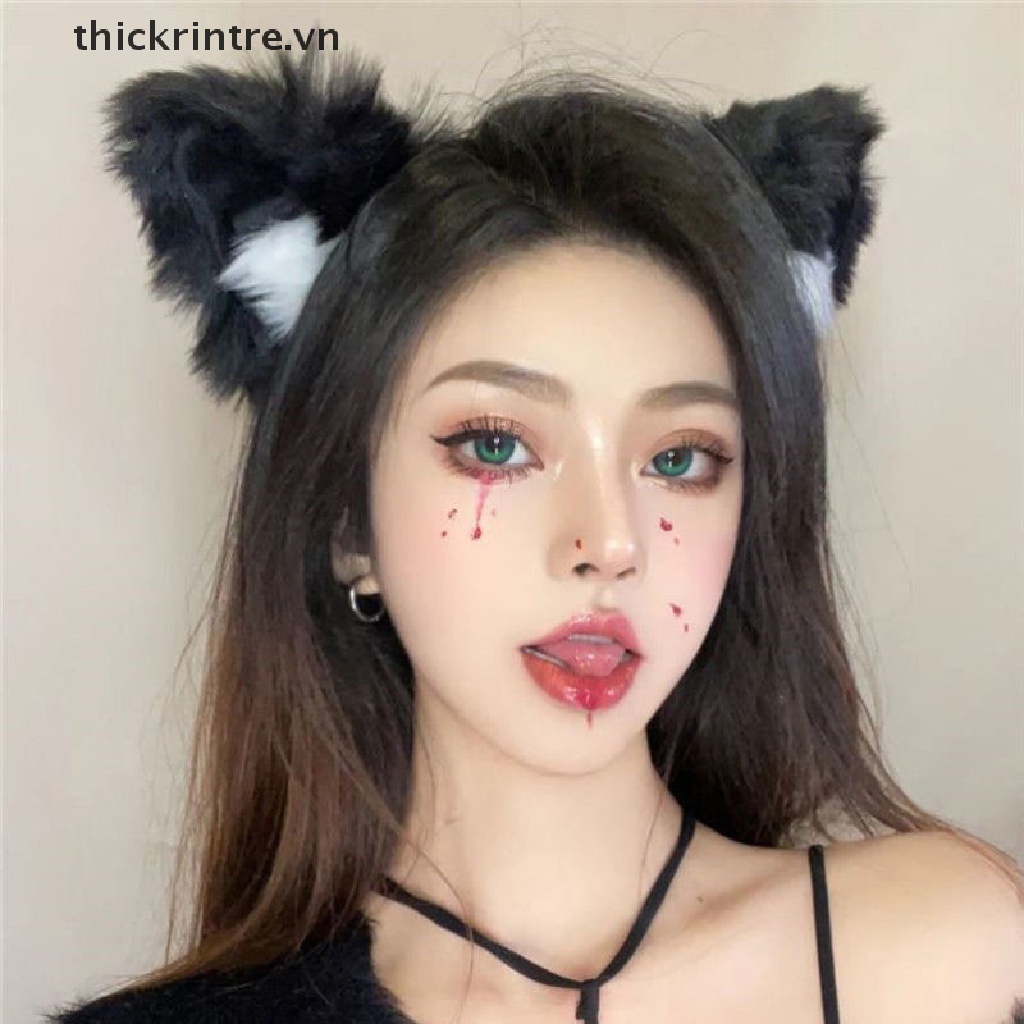 Băng Đô Tai Mèo Lông Xù Hóa Trang Lolita Đáng Yêu Dành Cho Nữ