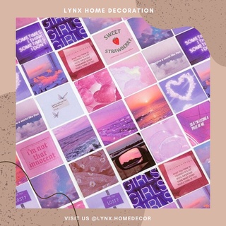 Set 46 hình dán trang trí chủ đề hồng lấp lánh aesthetic