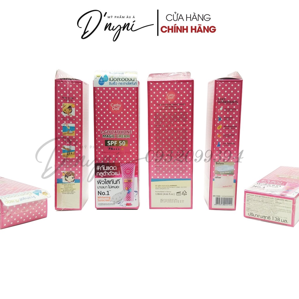 Kem Chống Nắng Trắng Da L - Glutathione Magic Cream SPF 50 Cathy Doll Thái Lan 138ml