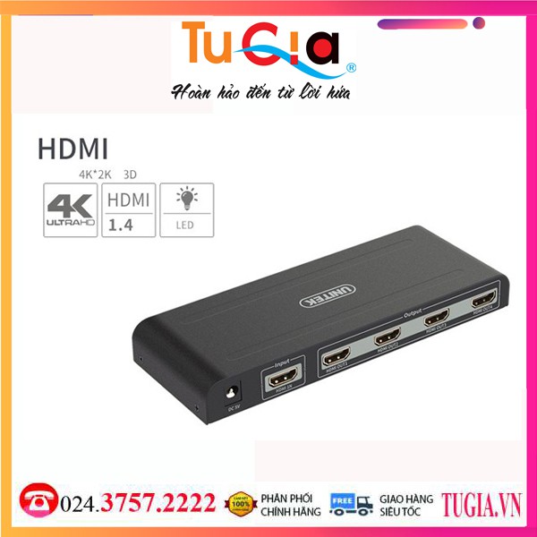 Bộ chia HDMI 1 ra 4 cổng hỗ trợ 4K*2K Unitek Y-5184A chính hãng