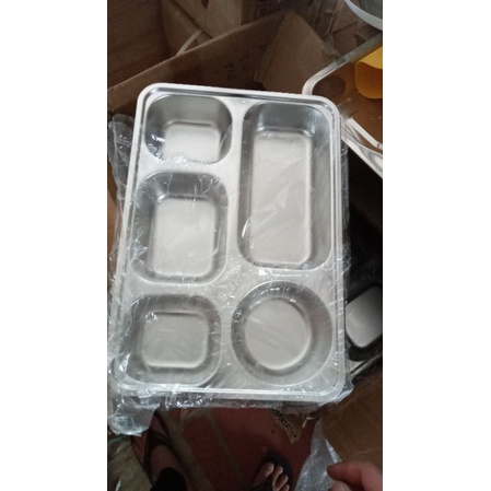 Khay inox 5 ngăn , khay phần Hàn Quốc inox 304 , sử dụng cho quán cơm, trường học, công nhân, bệnh viện