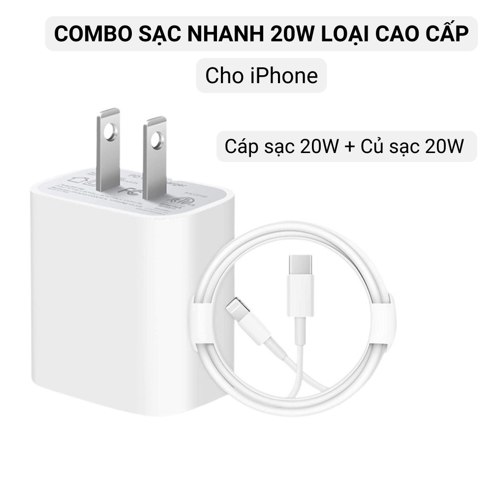 Bộ Sạc Nhanh IP 20W Sử Dụng Cho IP 11/11 Pro/11 Pro Max/7/7 Plus /8 /8 Plus/ X /Xs/Xs Max bảo hành 12 tháng