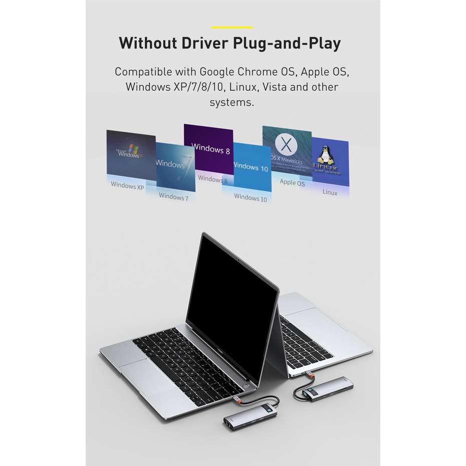 Đầu Đọc Thẻ Nhớ Baseus USB C HUB Sang HDMI RJ45 TF / SD USB 3.0 PD 100W Cho Macbook Pro Surface iPad Laptop