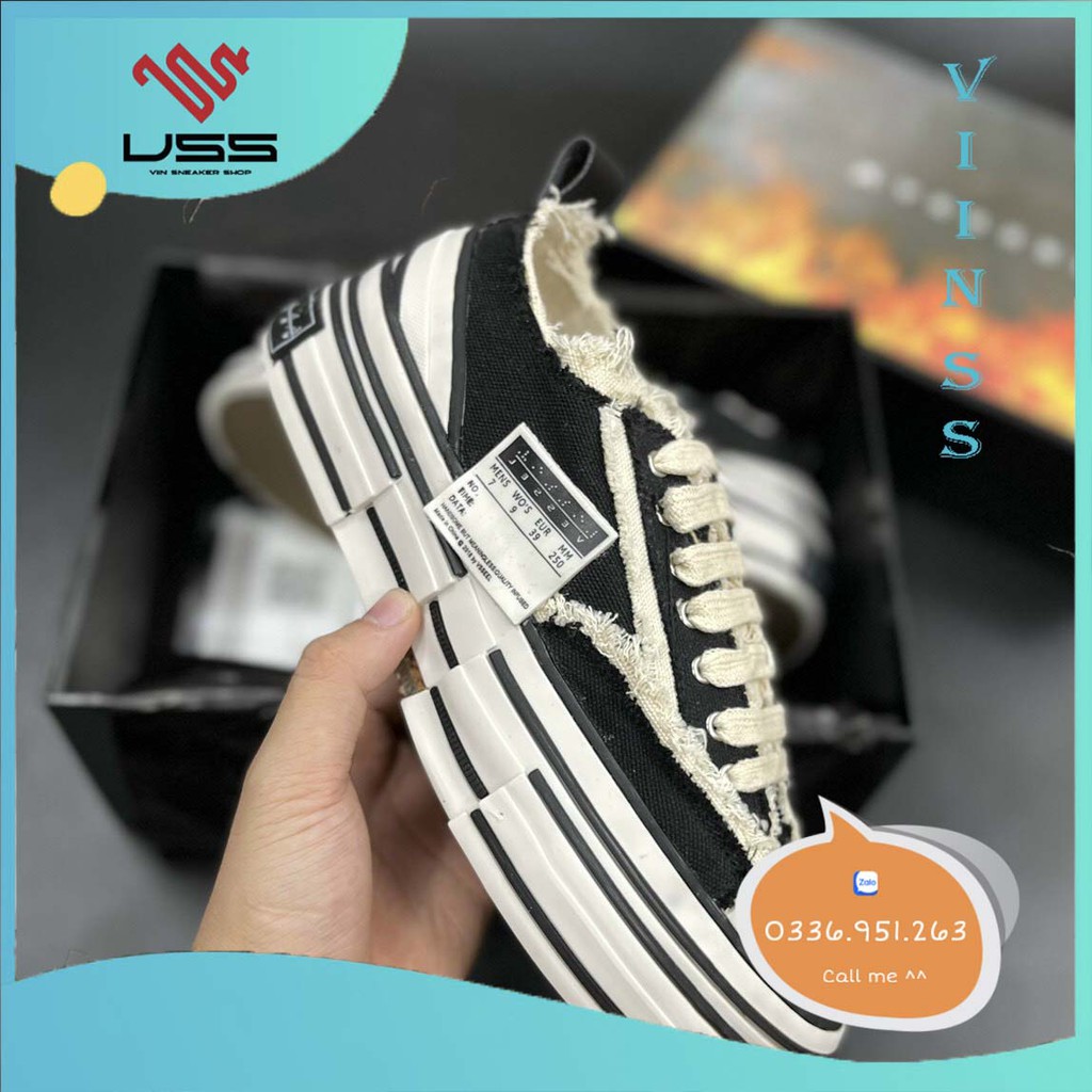 Giày Thể Thao Sneaker Nam Nữ 📌 Giày XVessel Full Đen💝Giày CV Rách Đen💝Đế Gỗ 100%💝Nam Nữ Đều Đi Được💝Tăng Chiều Cao 3-5cm