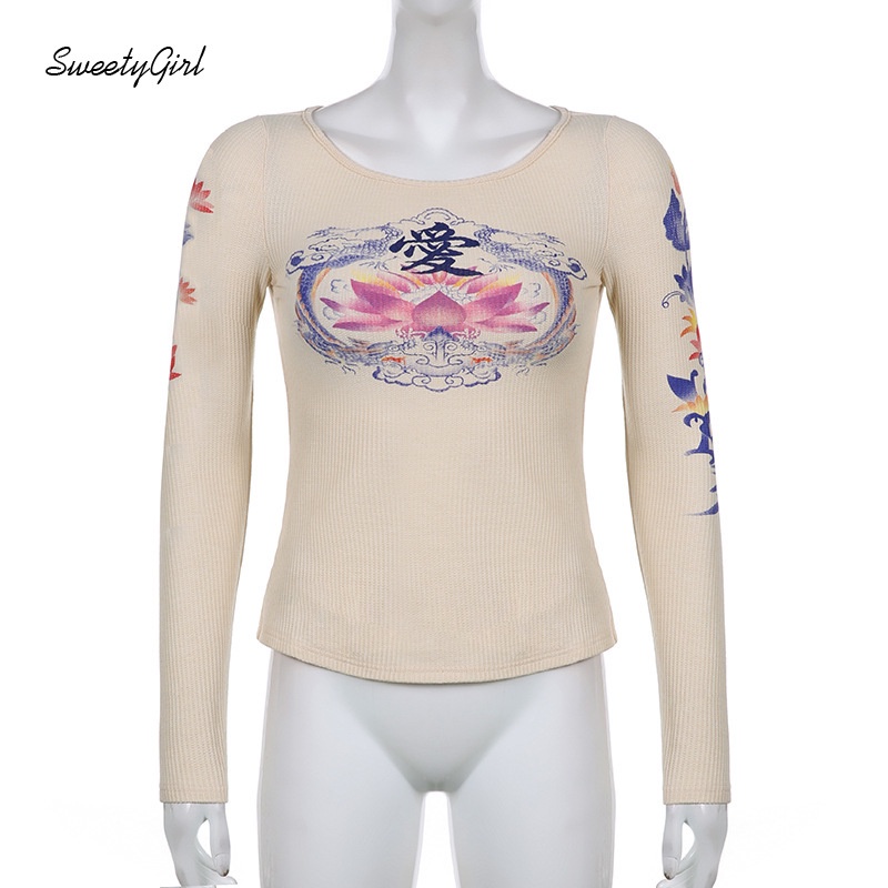 Áo Thun Tay Dài Cổ Tròn In Họa Tiết Nhiều Màu Sắc Thời Trang Đường Phố Dành Cho Nữ 2022