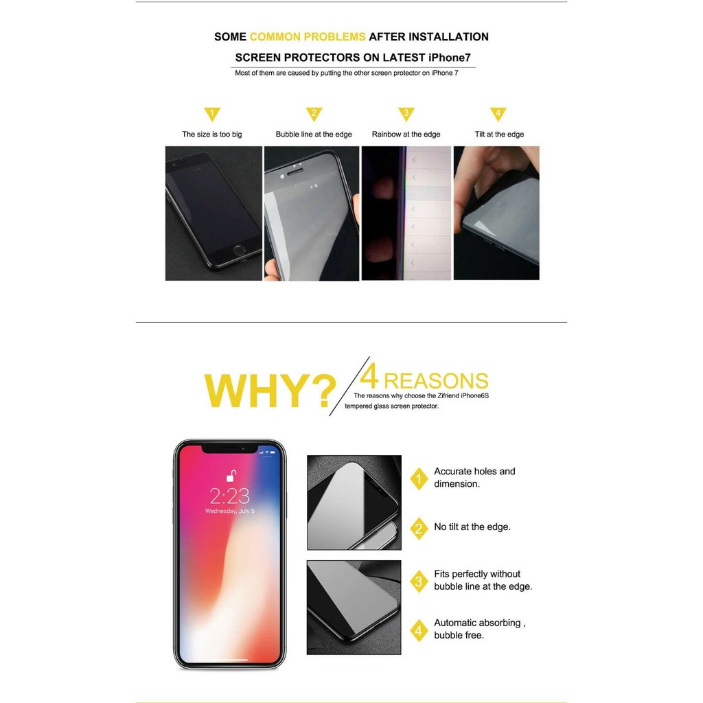 Kính cường lực 3D ZIFRIEND IPhone (đầy đủ Khung Dán dễ dàng )