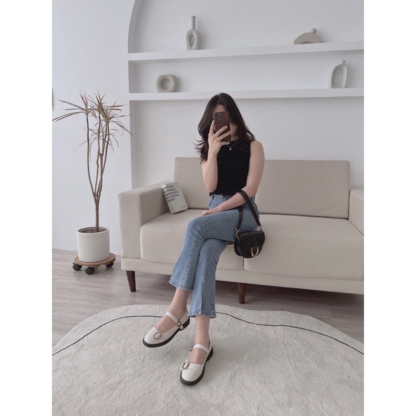 Giày Mary Jane 9029-9 hai khuy đế 3cm [ Wood shoes ]