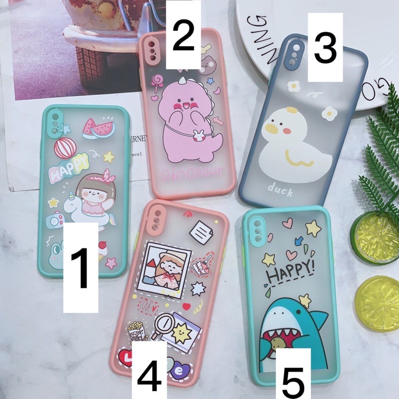 Ốp Lưng iPhone XsMax Lưng Nhám Viền Nhựa Dẻo In Hình Dễ Thương