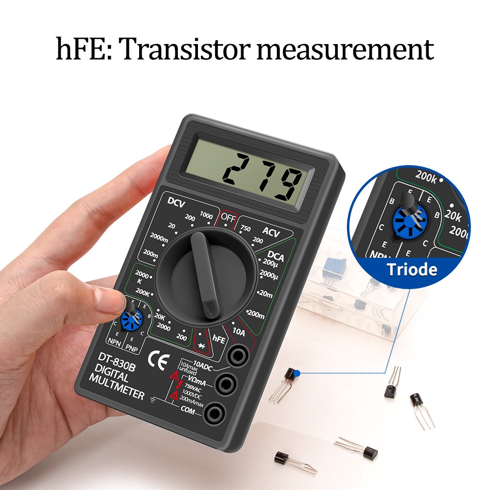 Đồng Hồ Vạn Năng Kỹ Thuật Số DT830B Màn Hình LCD 750 / 1000V Kèm Phụ Kiện