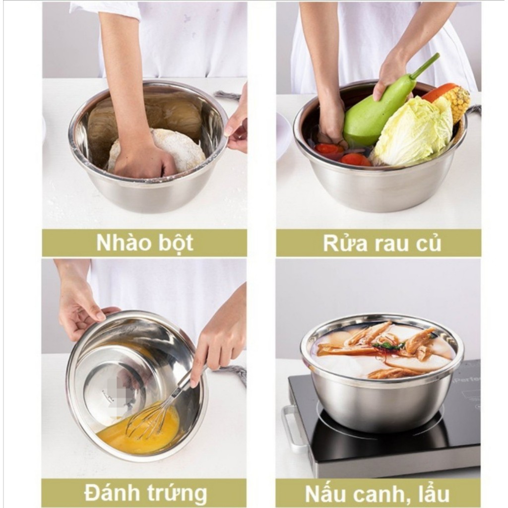 Thau trộn/ thố trộn/ âu trộn salad trộn bột inox cao cấp đủ size.