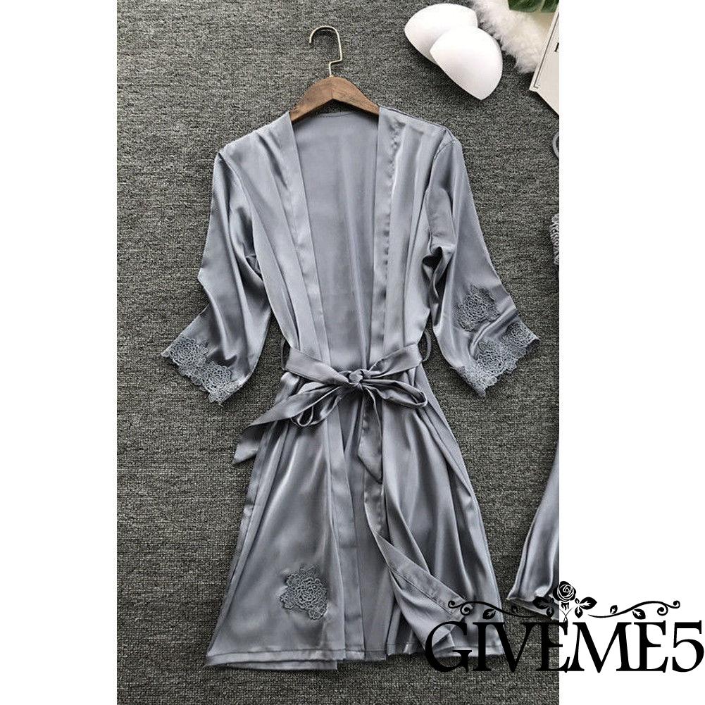 GIVEME-Women Kimono Robe Dress Satin Silk Lace Sleepwear Nightdress Fashion Sexy Babydoll Underwear | BigBuy360 - bigbuy360.vn