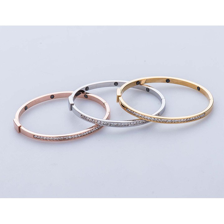 Vòng tay nữ titan cao cấp  đính 1 hàng đá siêu đẹp, bền màu, hợp thời trang