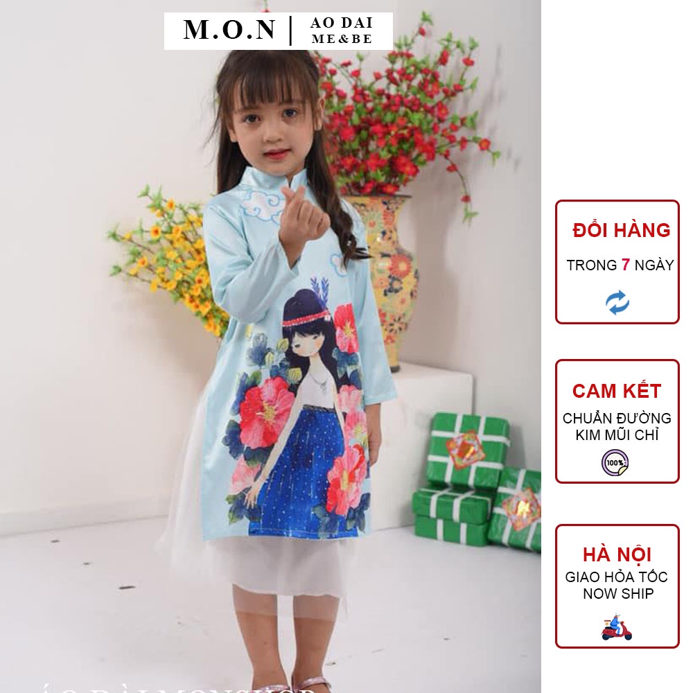 Áo Dài Bé Gái Công Chúa Vô Cùng Xinh - Màu Xanh Ngọc