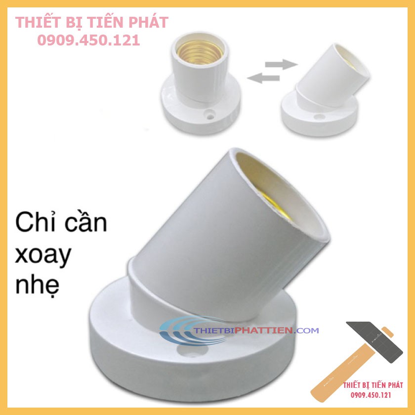 Đuôi Ngồi, Đuôi Đèn Xoáy E27 Đa Năng Chỉnh Đứng, Xéo, Nghiêng Gắn Tường, Táp Lô Lõi Đồng (Hãng SOFA)