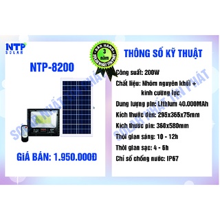 Đèn Pha Led Năng Lượng Mặt Trời NTP-8200