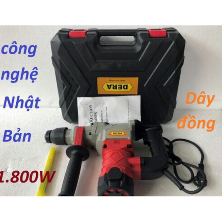 Máy Khoan Đục bê Tông DERA Công Nghệ Nhật Bản Công Suất 1800W Tặng 1 Mũi Đục