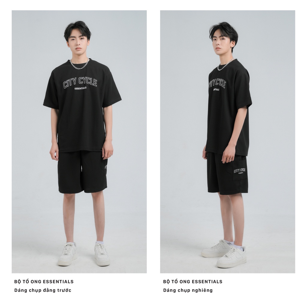 Quần short đùi local brand Essentials City Cycle chất tổ ong unisex form rộng nam nữ oversize