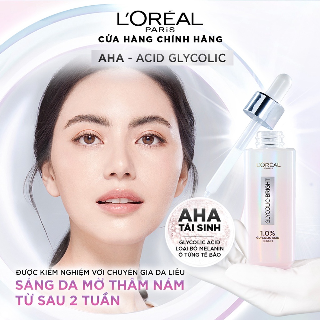 [ TEM NK ] Serum Dưỡng Chất Sáng Da Tức Thì Loreal Paris Glycolic Bright 1.0% Glycolic Acid 30ml